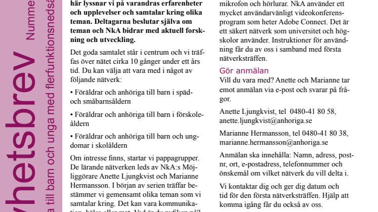 Anhöriga till barn och unga med flerfunktionsnedsättning - Nyhetsbrev 3