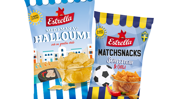 Estrellas två första sommarsnacks 2021: Halloumi med lite chili och Matchsnacks Sourcream & Onion