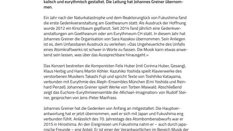 Dem Ungeheuerlichen Ausdruck verleihen. ​Gedenkkonzert zum Reaktorunglück Fukushima