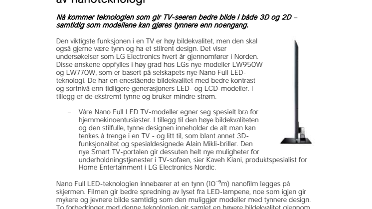 LG lager tynnere TV med bedre bilde ved hjelp av nanoteknologi 