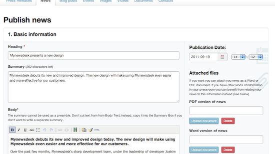 Mynewsdesk sitt nye design