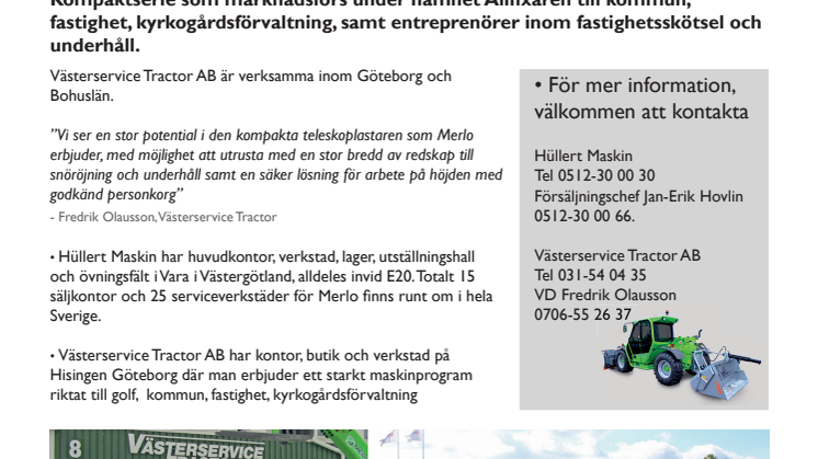 AB Hüllert Maskin har startat samarbete med Västerservice Tractor AB i Göteborg 