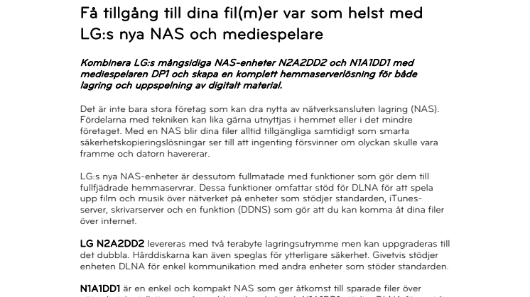 Få tillgång till dina fil(m)er var som helst med LG:s nya NAS och mediespelare 