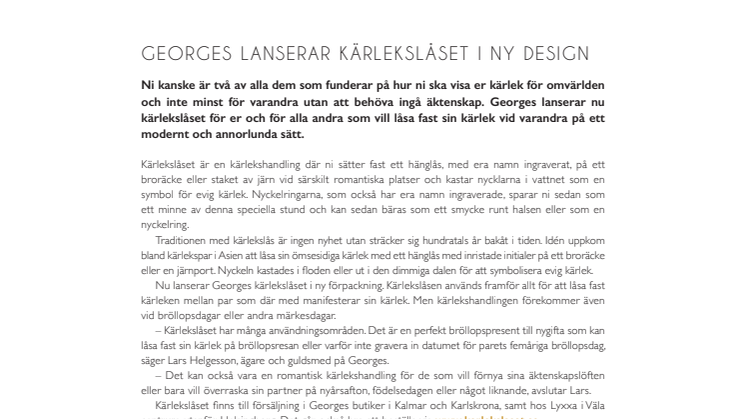 Georges lanserar kärlekslåset i ny design