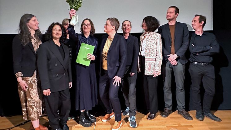 Foto från disputationen: (från vänster) Juliette Mapp, Karen Pearlman, Annika Boholm, Kersti Grunditz Brennan, Ilona Hongisto, Maria Hedman Hvitfeldt, Mieke Bernink, Maarten Coëgnarts, Filipe Roque do Vale.  Foto: SKH