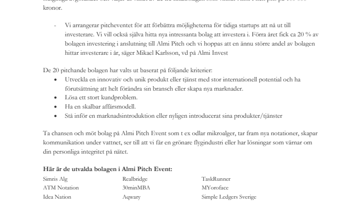 ​Vilket startup bolag vinner Almi Pitch?