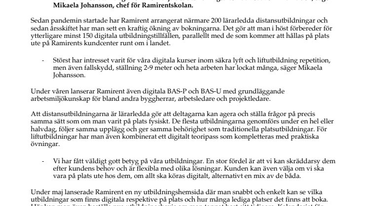 Fortsatt fokus på digitala utbildningar för byggbranschen 