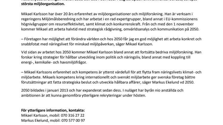 2050 rekryterar toppnamn från miljörörelsen