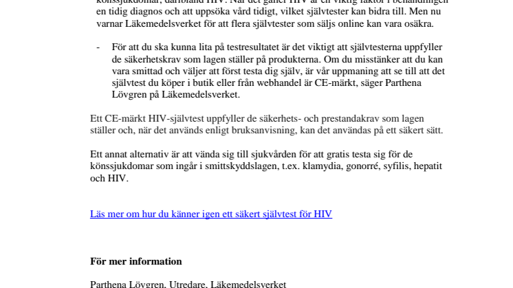 Osäkra självtester för HIV säljs online