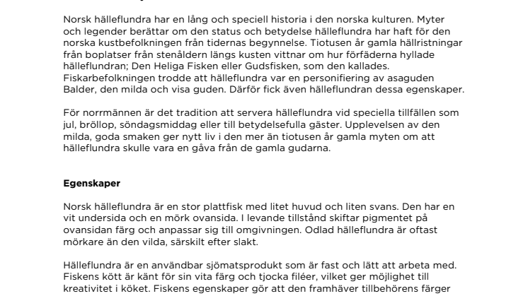 Norsk odlad hälleflundra - faktablad 