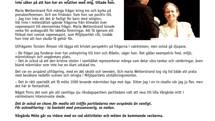 1500 tältbesökare mötte avspänd Maria Wetterstrand