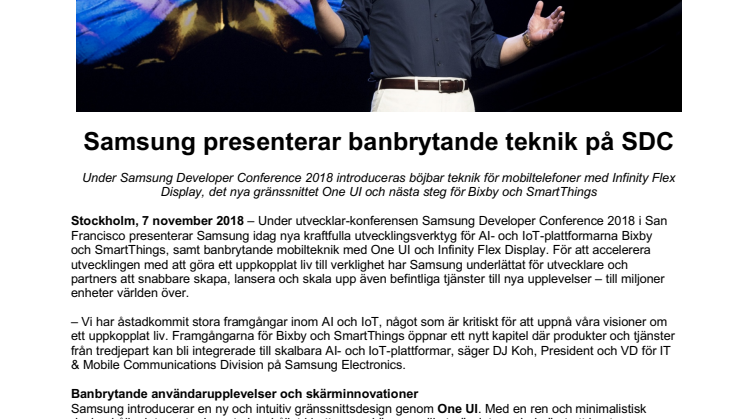 Samsung presenterar banbrytande teknik på SDC