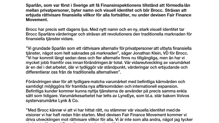 Sparlån byter namn till Brocc