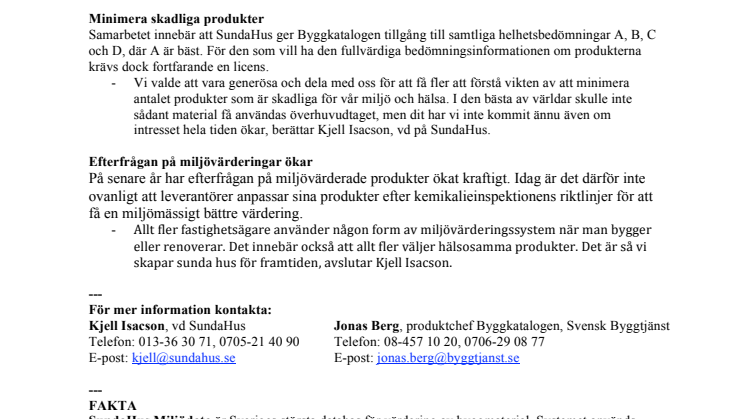 SundaHus vill få fler att välja miljösmarta produkter