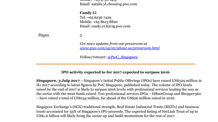 IPO activity expected to for 2017 expected to surpass 2016