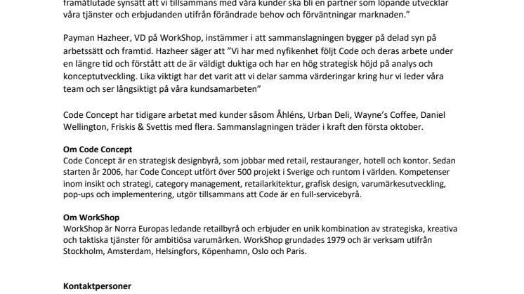 Code Concept blir en del av retailbyrån WorkShop 