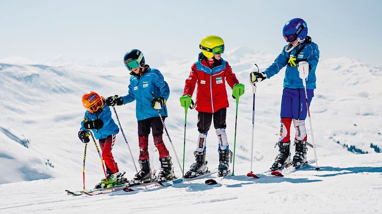 Nachwuchs-Skirennfahrer in Obersaxen, Graubünden.