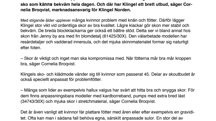 Klingels skomode för fötter som passerat 45