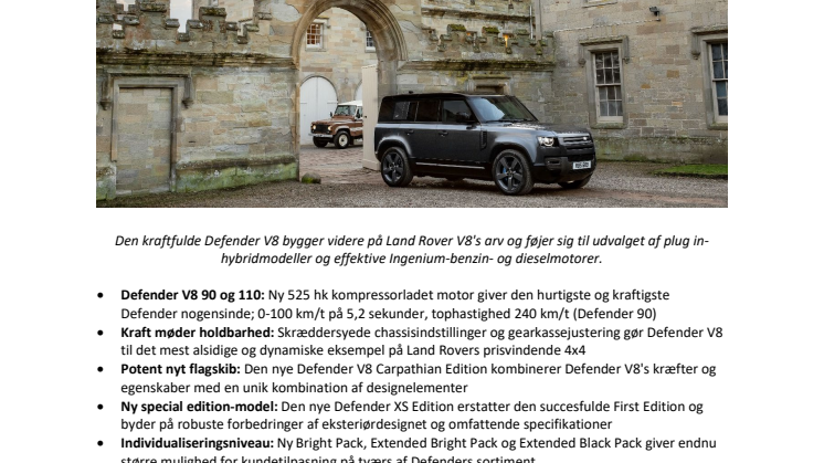 POTENT NY DEFENDER V8 BLIVER EN DEL AF MODELUDVALGET