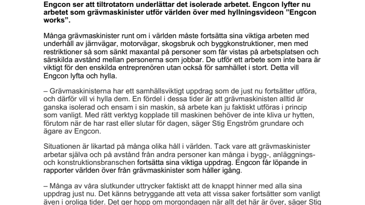 Grävmaskinister världen över fortsätter gräva trots oron utanför hytten – hyllas av Engcon