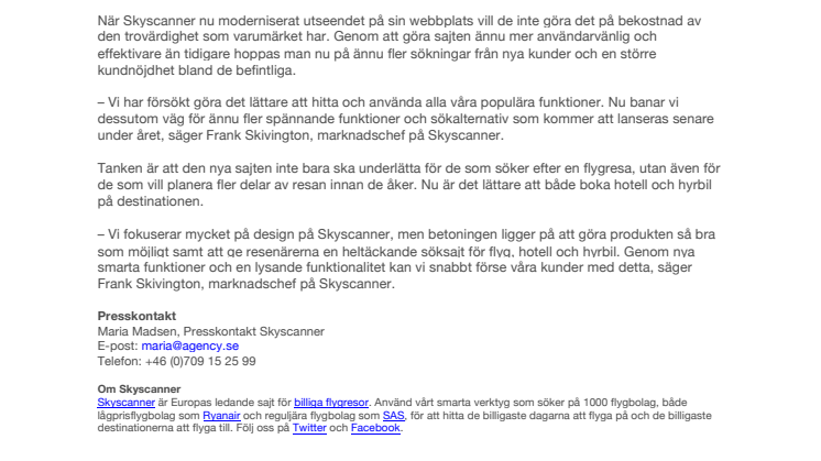 Ny form för Skyscanner.se 