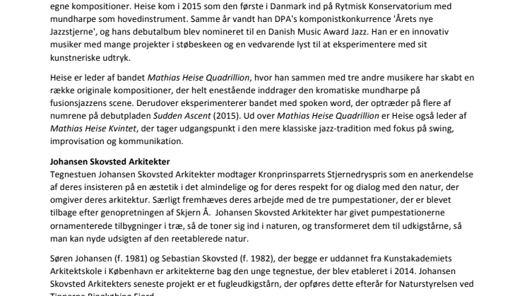 Mundharpist og arkitekter modtager Kronprinsparrets Stjernedryspriser