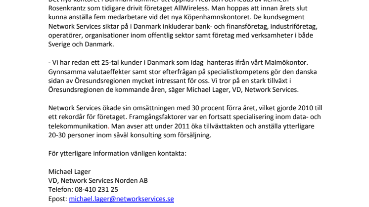 Network Services etablerar sig i Danmark