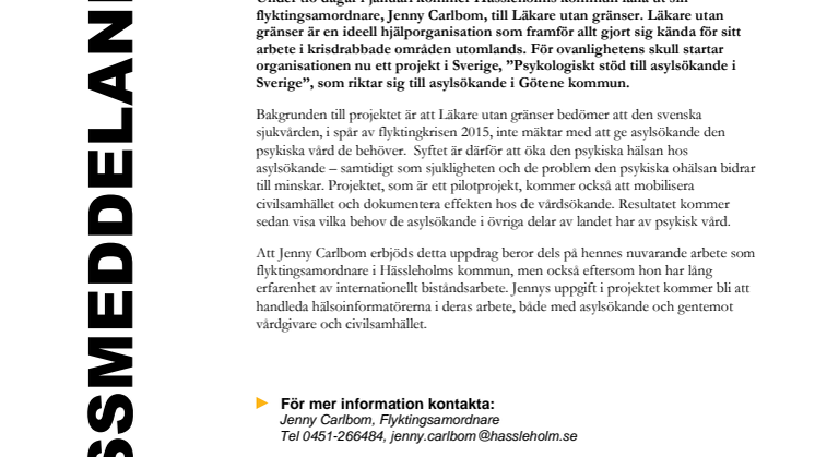 Hässleholm lånar ut sin flyktingsamordnare