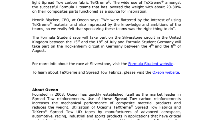 TeXtreme® helps Formula Student teams drop 30 kilos!