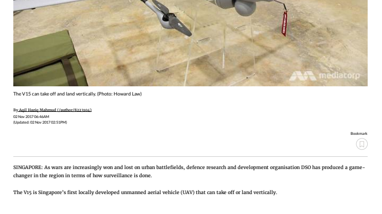Cutting-edge drones and unmanned vehicles to boost Singapore's surveillance capabilities