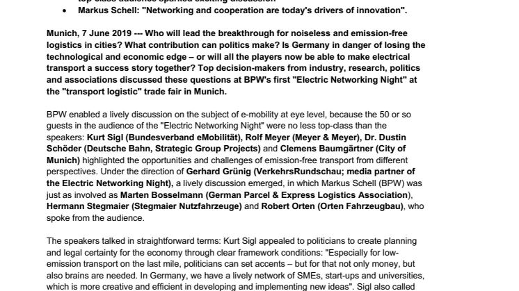 The power of the network: German SMEs to become innovation drivers of electric transport