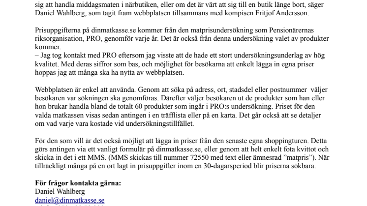 Ny tjänst gör det enkelt att jämföra matpriser på nätet