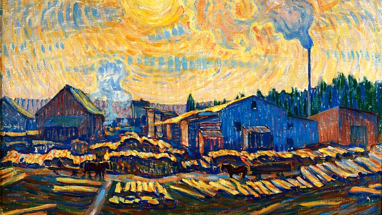 Ester Almqvist, Sågverk i decembersol, 1914, olja, Malmö Konstmuseum