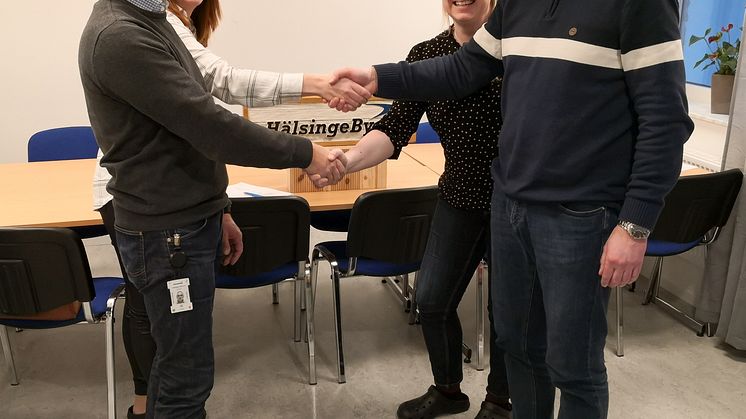 Tord Thyren (HälsingeBygg), Linda Sahlin (PEAB), Janina Östling (IsoTimber), Håvard Jegerstedt (IsoTimber)