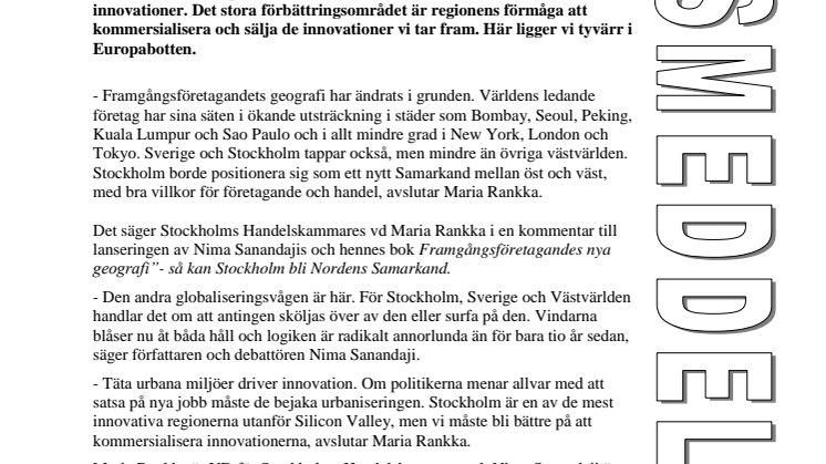 Ny bok: Framgångsföretagandets nya geografi - så kan Stockholm bli Nordens Samarkand