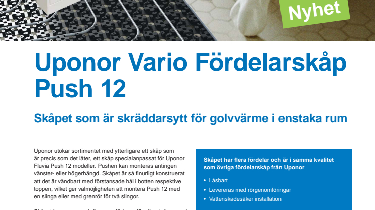 Uponor Vario Fördelarskåp Push 12