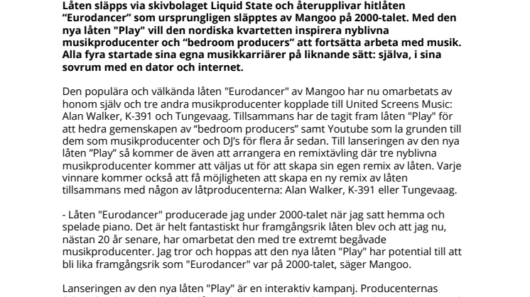 K-391, Alan Walker, Tungevaag och Mangoo lanserar låten “Play” för att inspirera nyblivna producenter att börja arbeta med musik