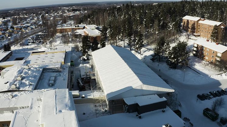 Drönarfilm över fastigheterna i Skellefteå, februari 2021