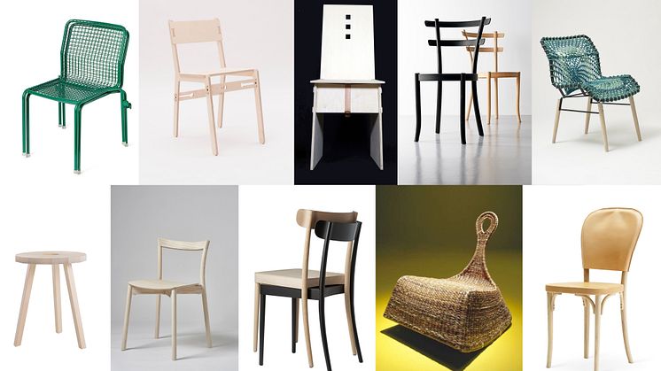 De tio svenska finalisterna i designtävlingen Sustainable Chairs