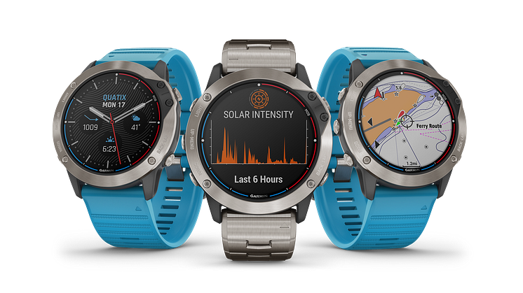 Garmin® tuo aurinkolatauksen uuteen, vesillä liikkujille suunnattuun quatix® 6 -marine-GPS-älykellomallistoon
