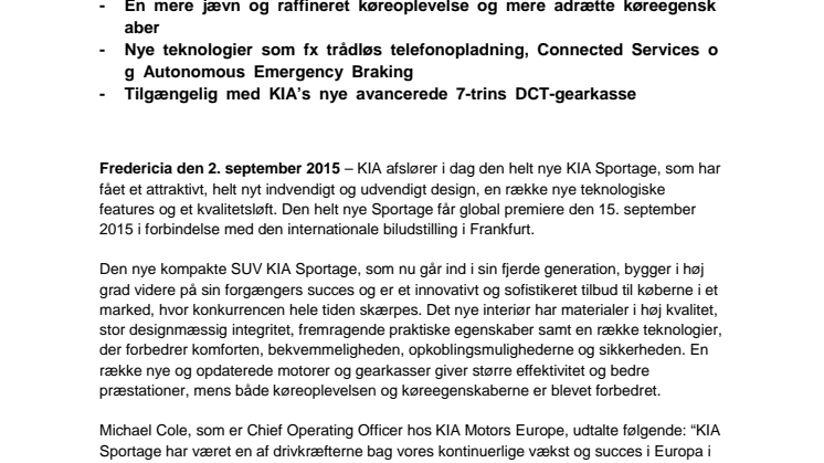Den helt nye KIA Sportage