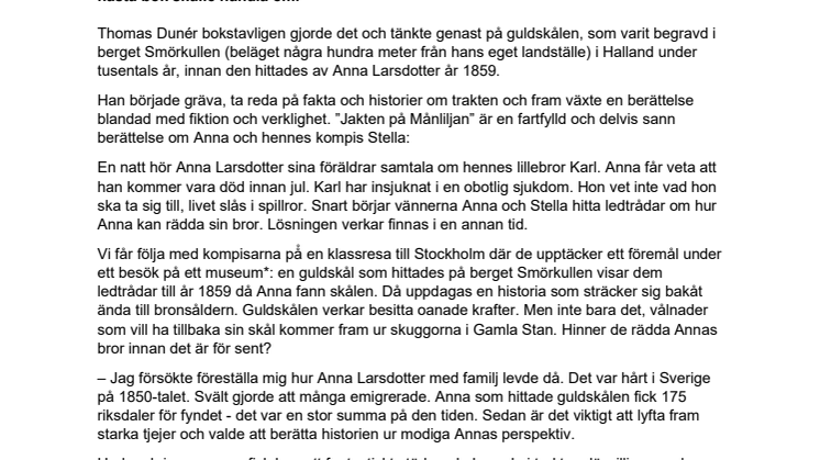 Pressmeddelande Jakten på Månliljan