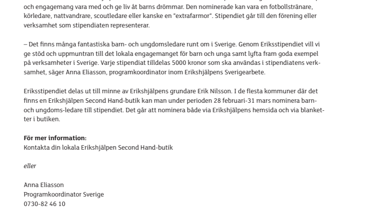 Engagerade barn- och ungdomsledare kan få stipendium