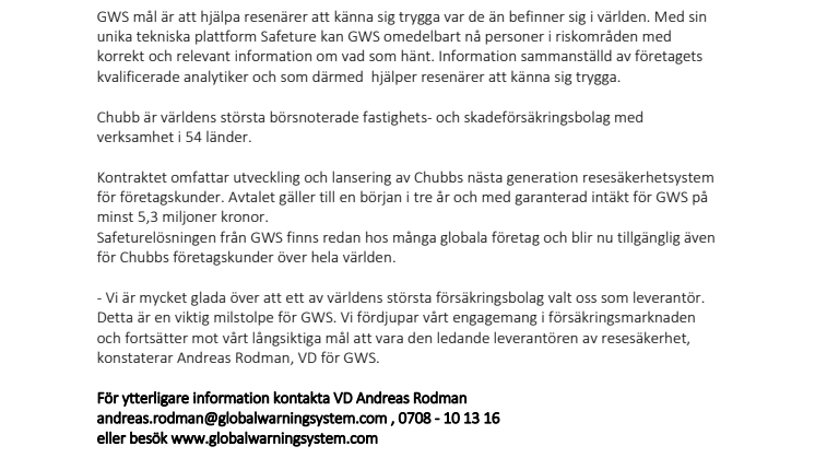 Stororder till GWS från försäkringsjätte  