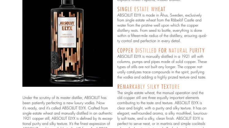 INTRODUCING ABSOLUT ELYX
