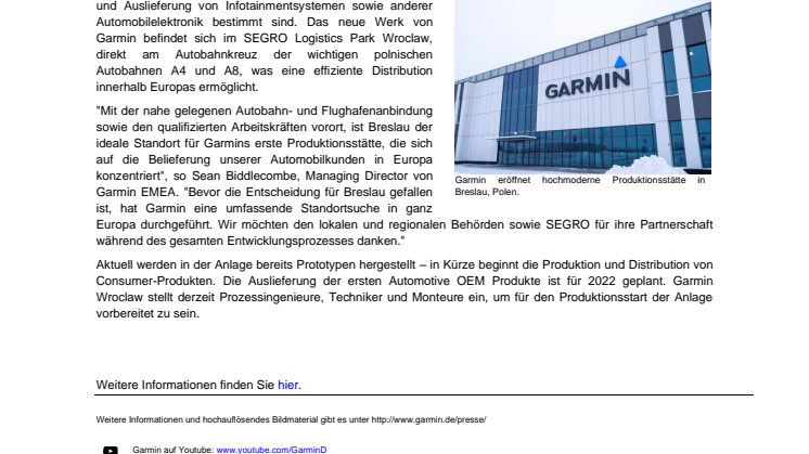 PM Garmin Werksöffnung Polen