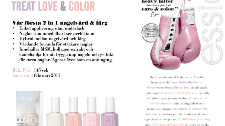 Vår första 2 in 1 nagelvård och färg - upptäck essie Treat, Love & Color! 