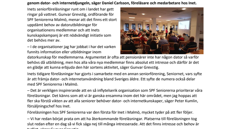 SPF Seniorerna utbildas av Inet
