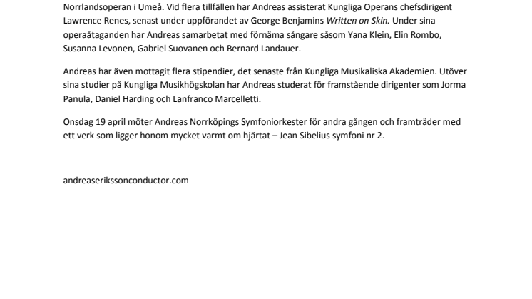 Dirigent Andreas Eriksson - cv