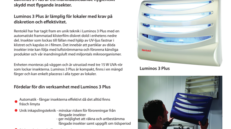 Luminos 3 Plus Effektiv insektsfångare med inkapslingsfunktion